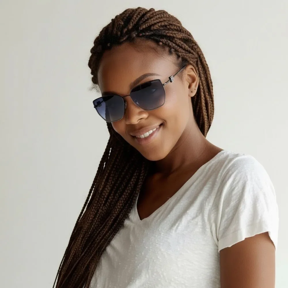 Loewe Women’s Sunglasses | Black Metal Frame | Blue/Gray Gradient Lenses - Picture 5 of 16